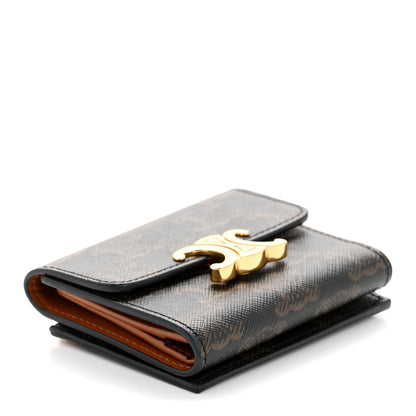 Celine Canvas Triomphe Compact Triomphe Wallet With Coin Purse Tan 5 of 11
