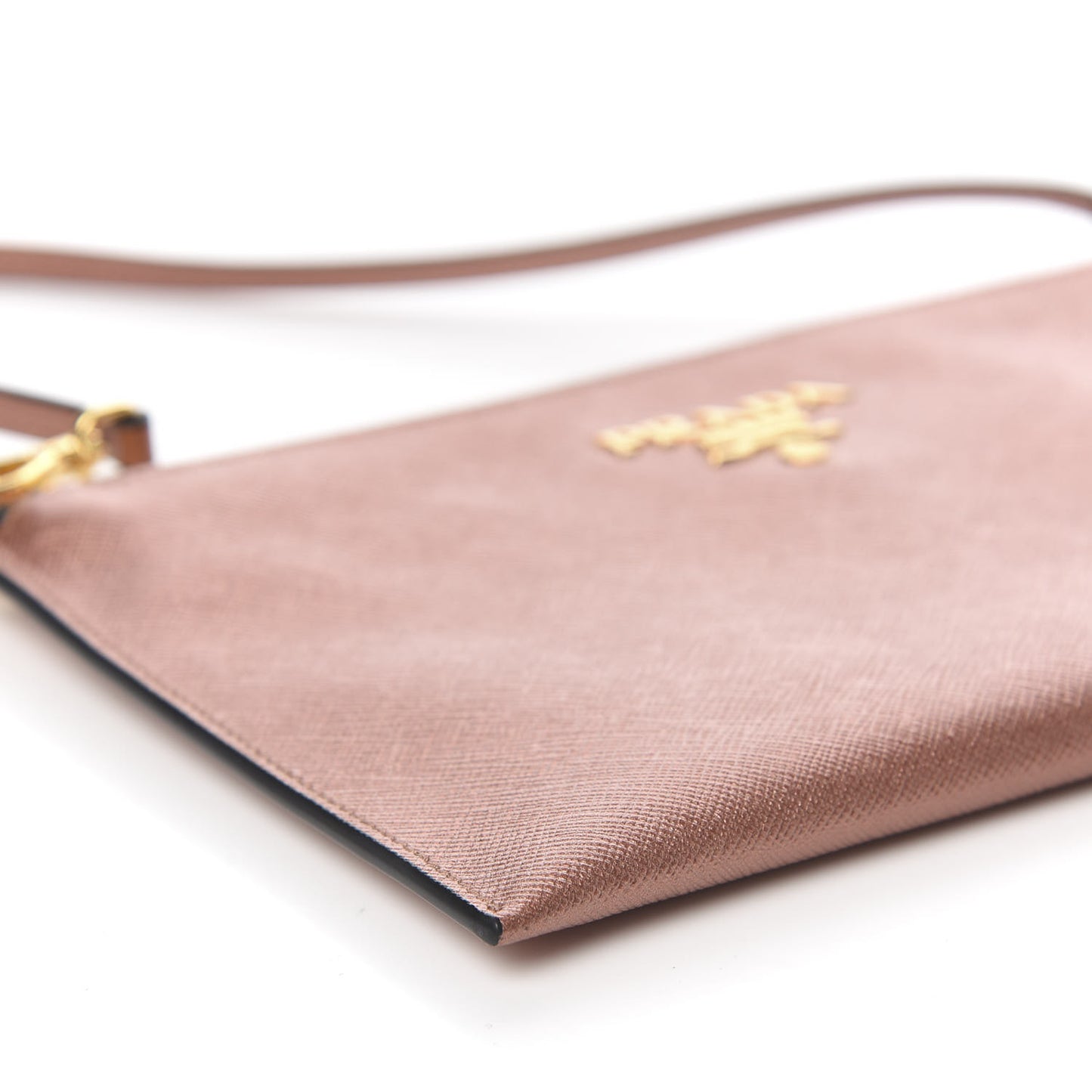 Metallic Saffiano Small Flat Pouch Antico Mordore
