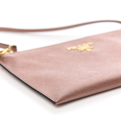 Prada Metallic Saffiano Small Flat Pouch Antico Mordore 6 of 9