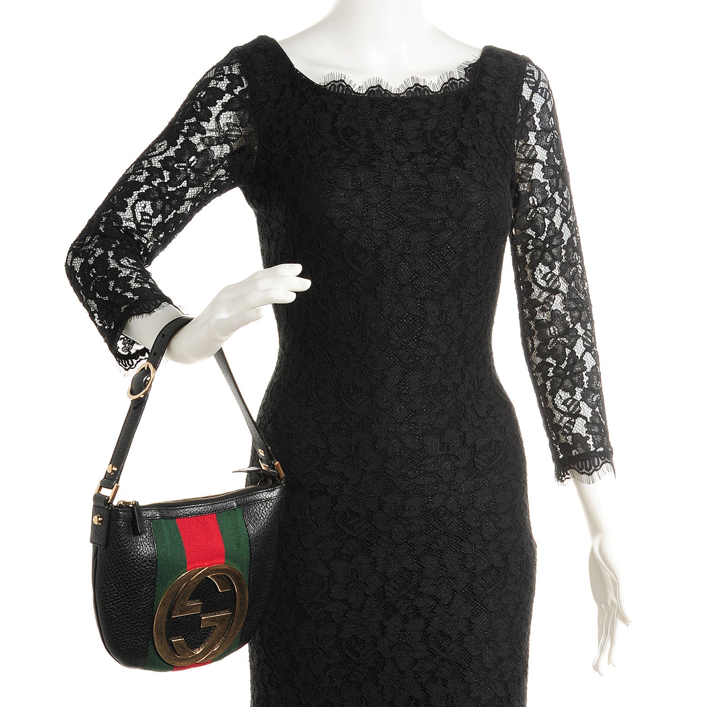 Leather Web Small Blondie Hobo Black