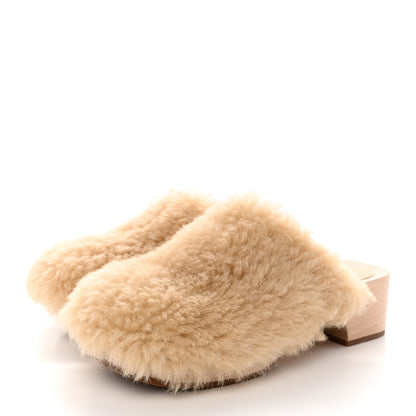 Chanel Shearling Lambskin Clogs 38 Beige 3 of 10