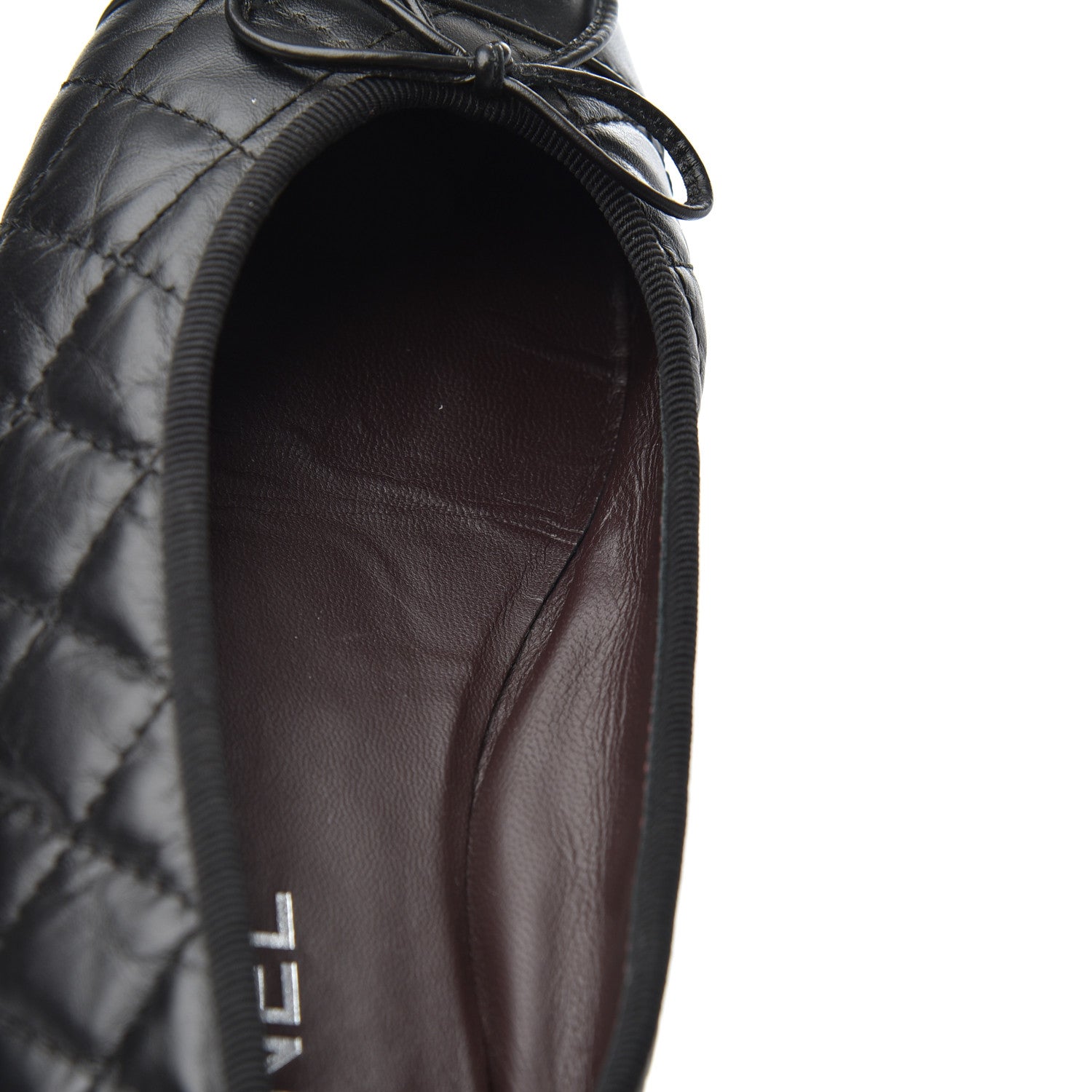 Chanel Aged Calfskin Quilted CC Cap Toe Ballerina Flats 38 Black 19 of 25