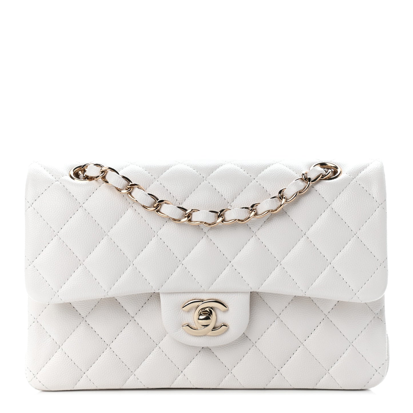 Caviar Quilted Small Double Flap White