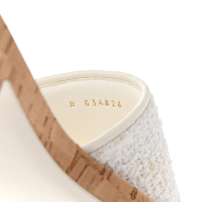 Chanel Tweed Cork CC Chain Mule Sandal 40 White 8 of 10
