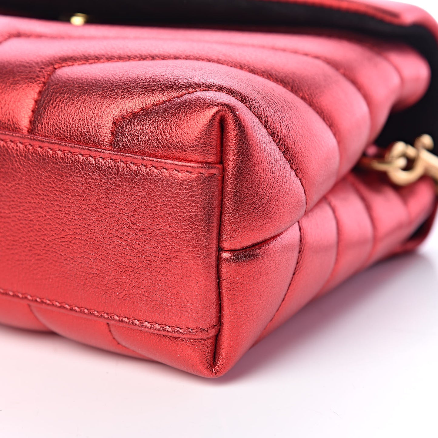 Metallic Calfskin Y Quilted Monogram Toy Loulou Crossbody Bag Red