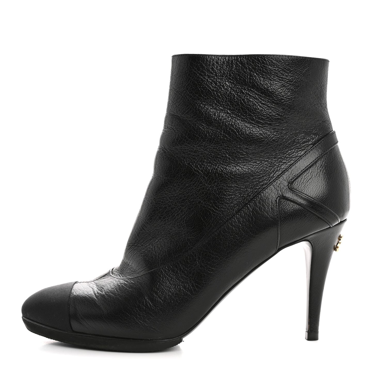 Calfskin CC Cap Toe Booties 39 Black