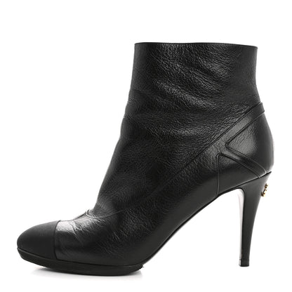 Chanel Calfskin CC Cap Toe Booties 39 Black 1 of 9