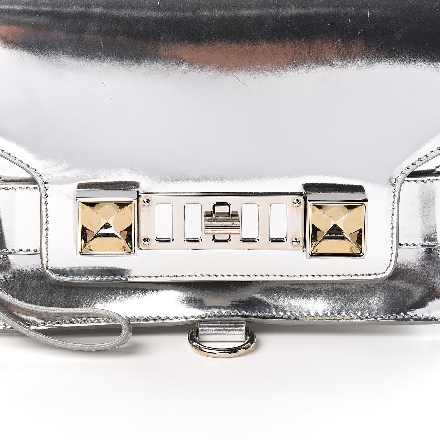 Metallic Patent PS11 Wristlet Clutch Silver