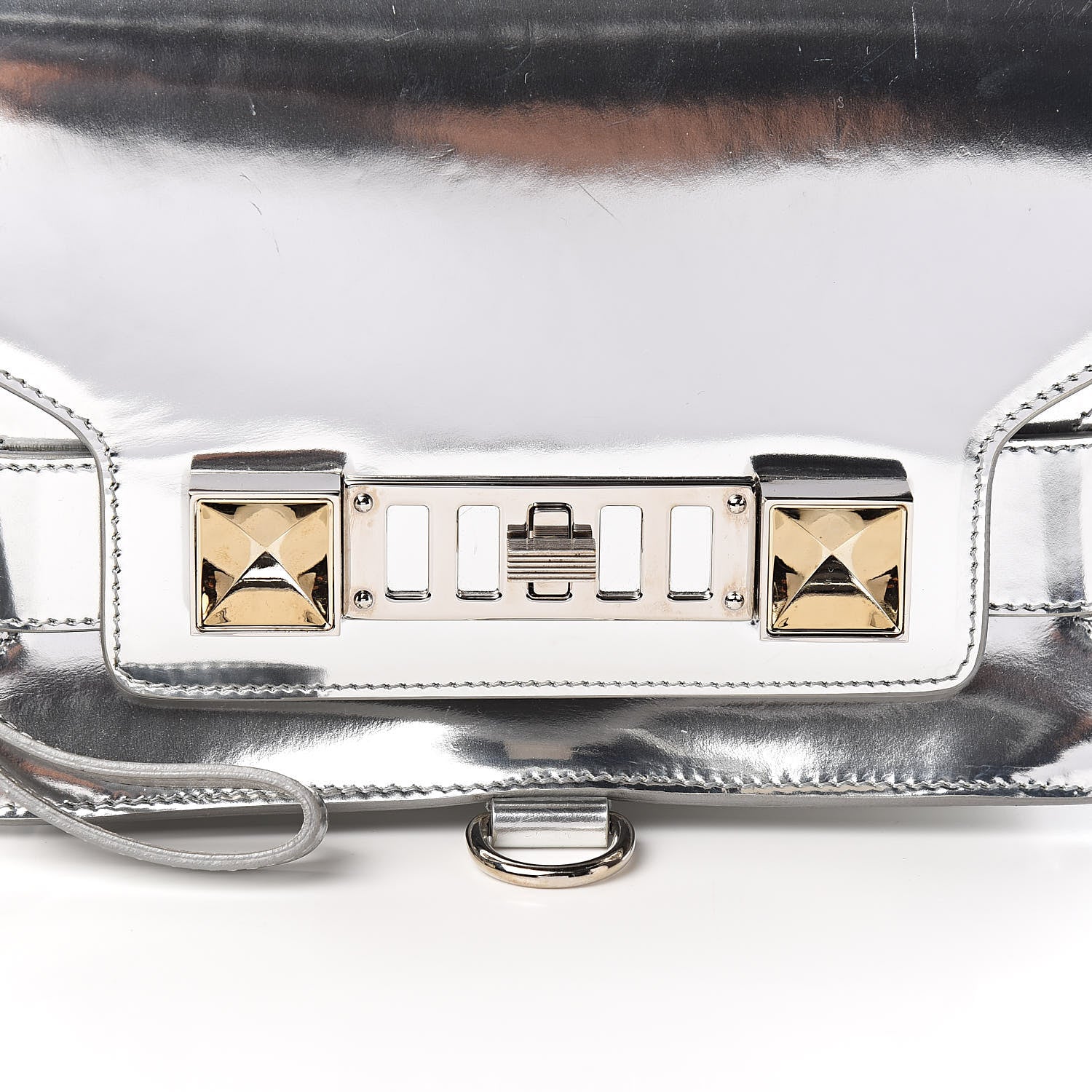 Proenza Schouler Metallic Patent PS11 Wristlet Clutch Silver 9 of 9