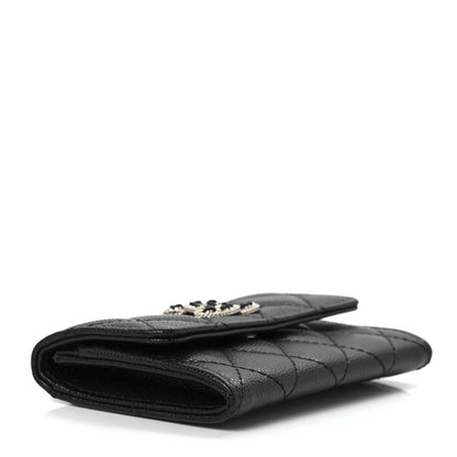 Chanel Caviar Quilted Crystal CC Flap Card Holder Black 4 of 13