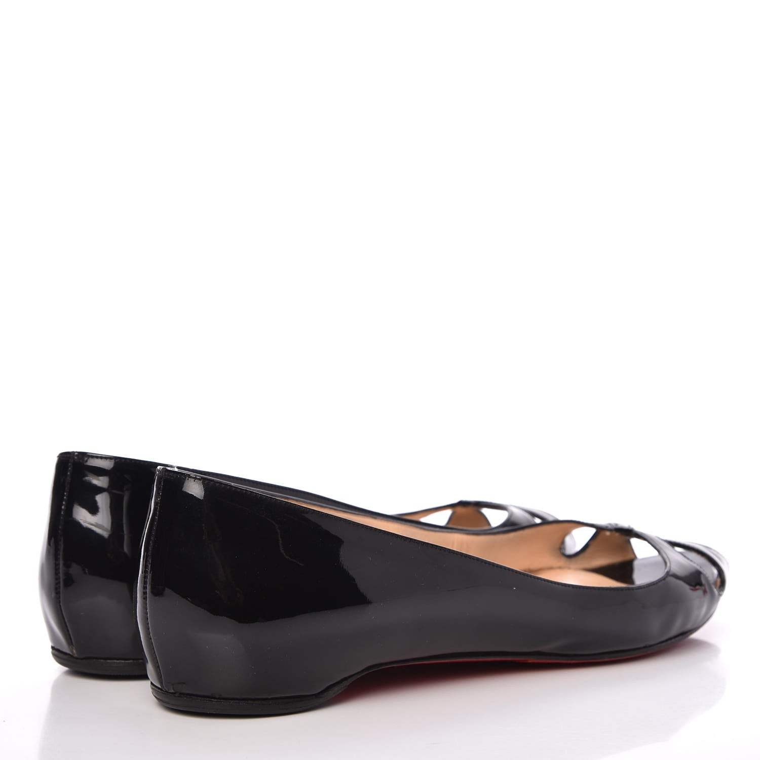 Christian Louboutin Patent Croisette Peep Toe Flats 40 Black 4 of 14