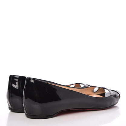 Christian Louboutin Patent Croisette Peep Toe Flats 40 Black 4 of 14