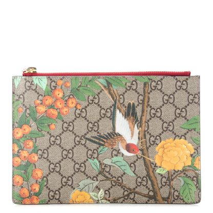 Gucci GG Supreme Monogram Tian Zip Pouch Beige Multicolor Red 1 of 7