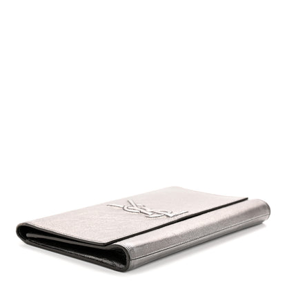Saint Laurent Metallic Calfskin Large Belle De Jour Clutch Dark Silver 4 of 14