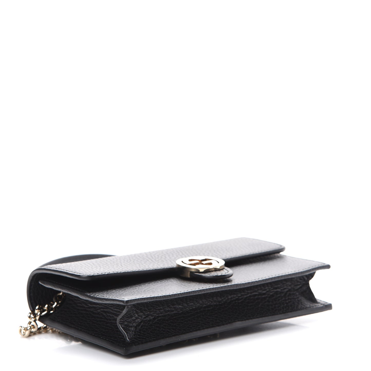 Dollar Calfskin Interlocking G Chain Wallet Black