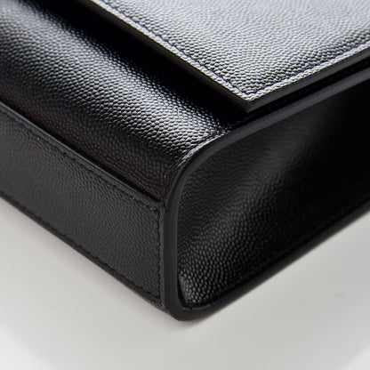 Saint Laurent Grain De Poudre Medium Classic Monogram Kate Satchel Black 6 of 9