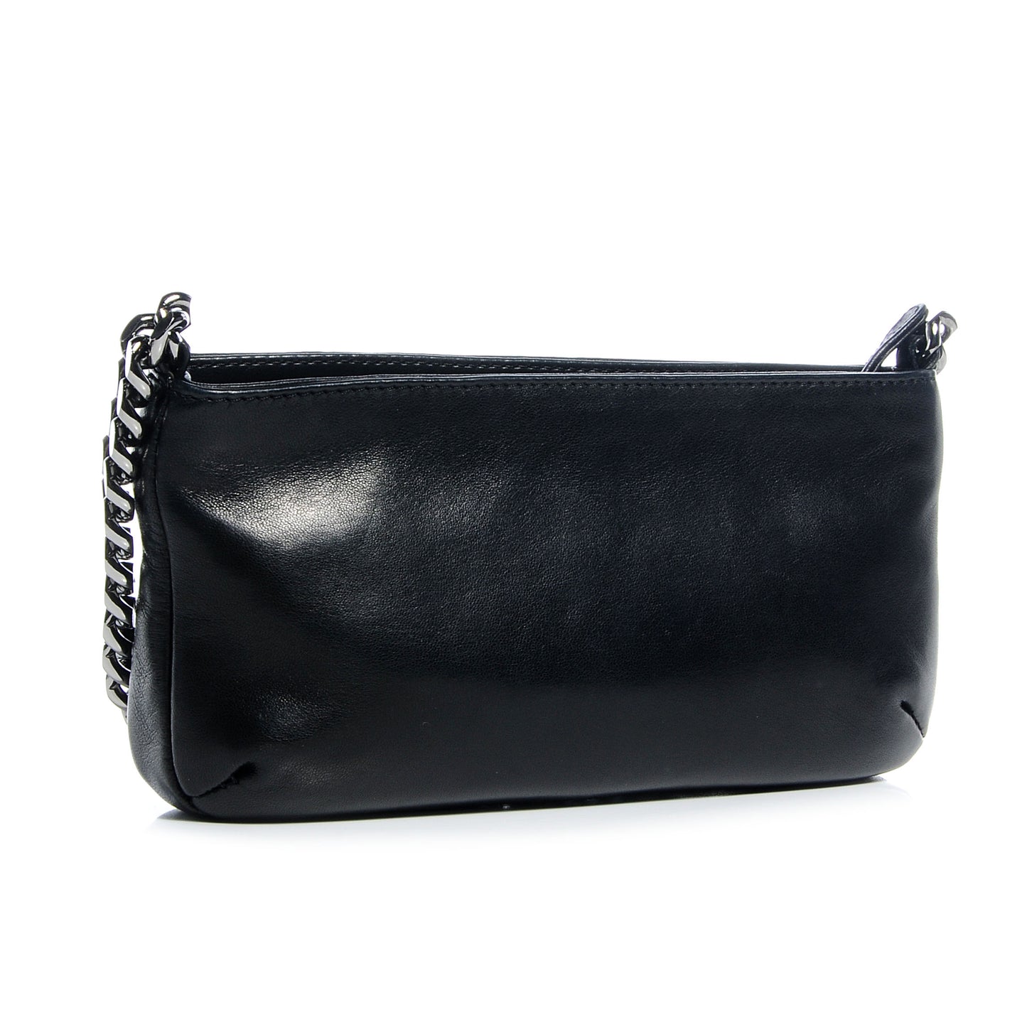 Calfskin Chain Stitch Clutch Black