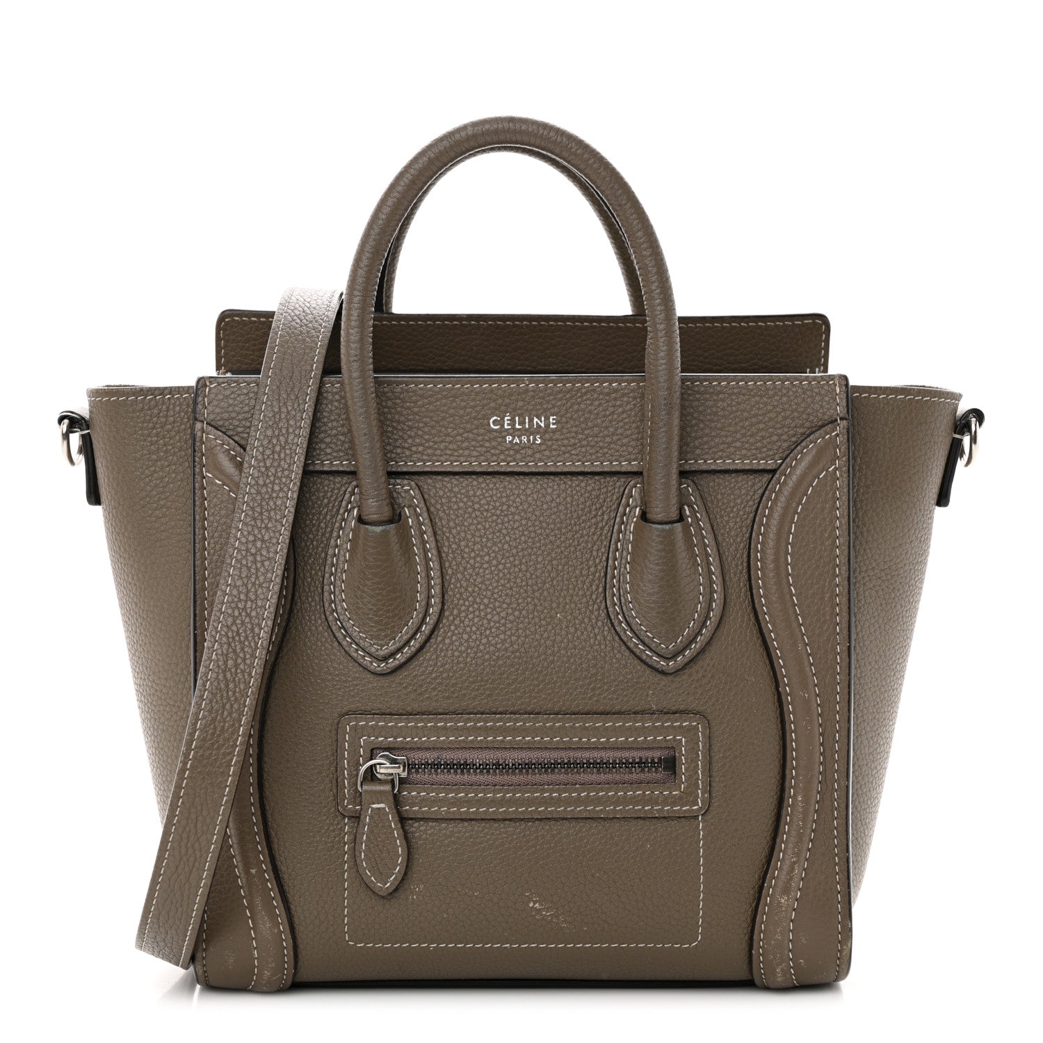 Celine Drummed Calfskin Nano Luggage Souris 1 of 20