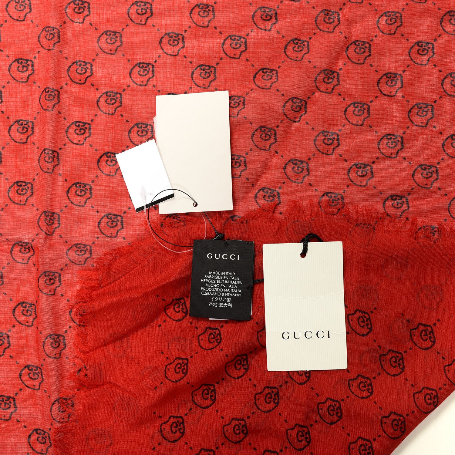 Gucci Modal Silk Twill GG Hamlet Square Scarf Flame Blue 3 of 3