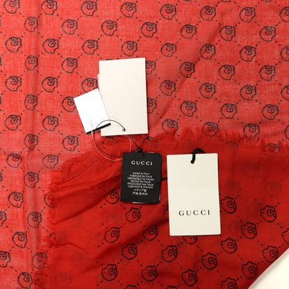 Gucci Modal Silk Twill GG Hamlet Square Scarf Flame Blue 3 of 3