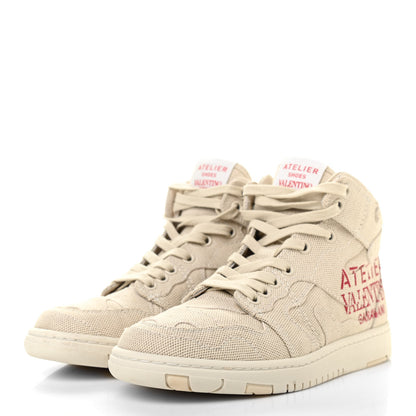 Valentino Garavani Canvas Atelier 07 Camouflage Edition Womens High Top Sneakers 35 Natural 3 of 11
