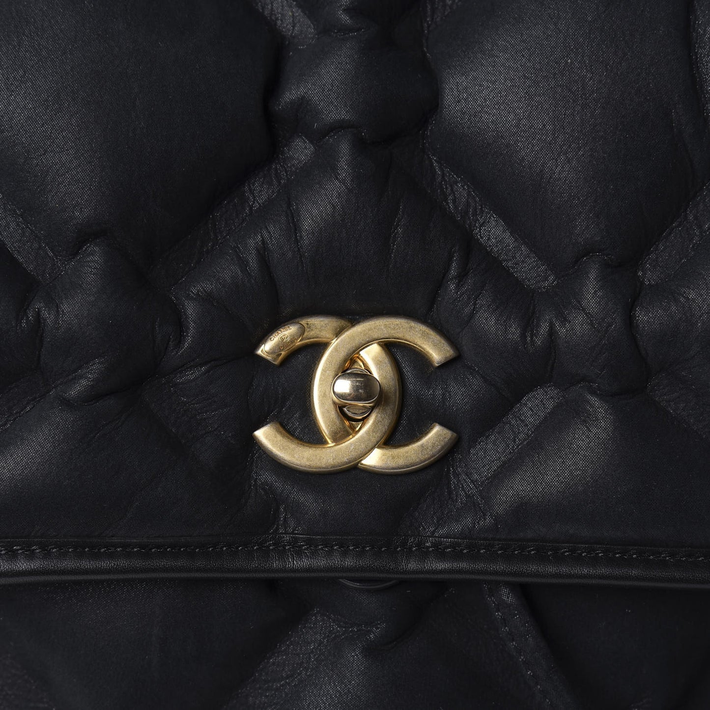 Iridescent Calfskin Quilted Chesterfield Backpack Black