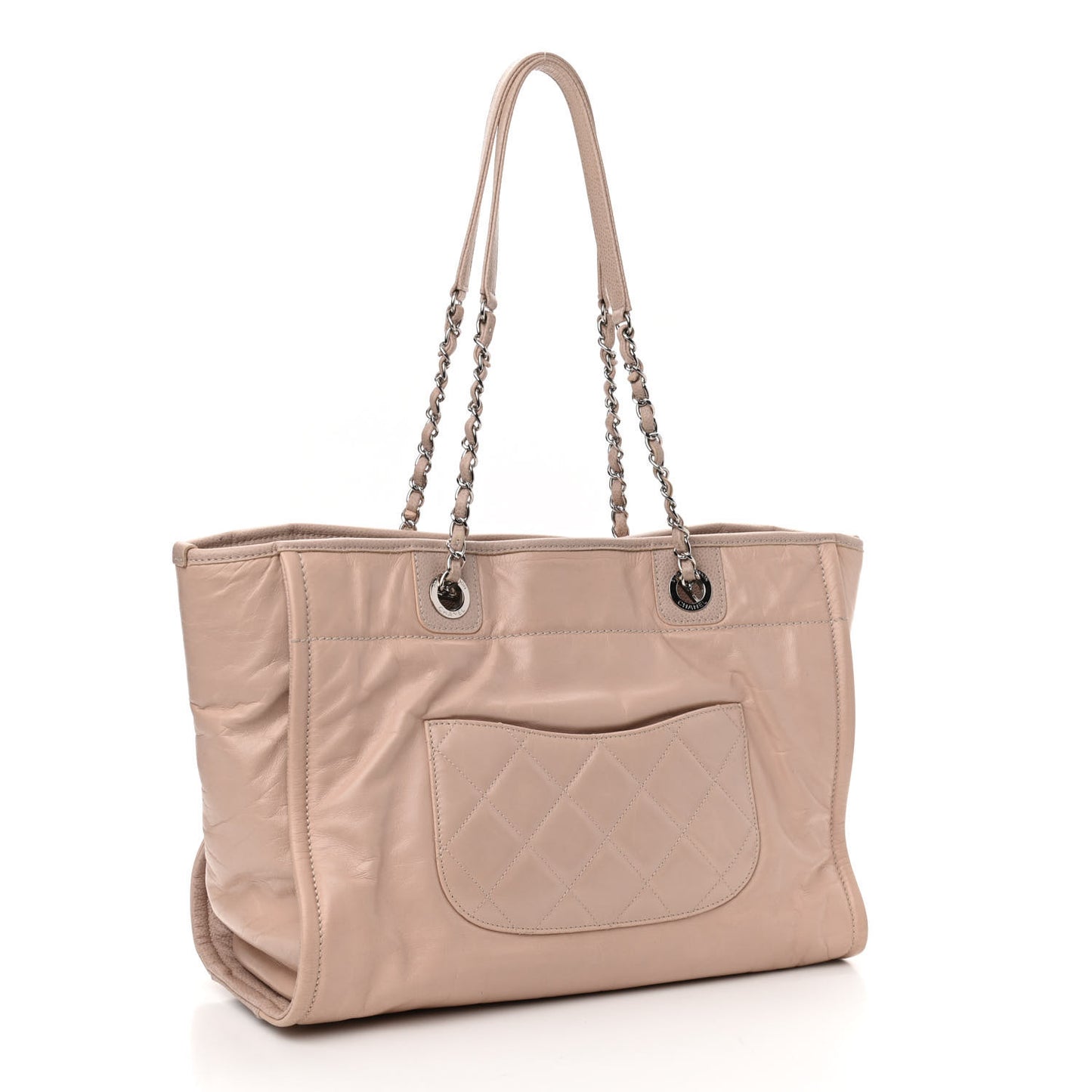 Glazed Calfskin Small Deauville Tote Light Pink