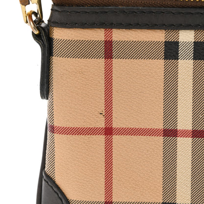Burberry Haymarket Check Small Peyton Crossbody Clutch Bag Chocolate 11 of 17