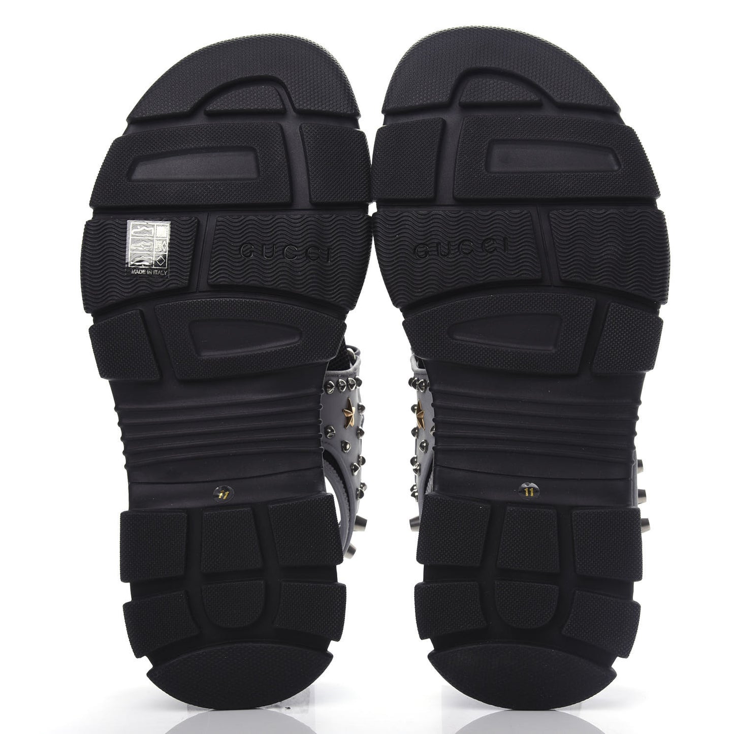 Technical Canvas Calfskin Reflective Studded Mens Aguru Sandals 11 Silver Black