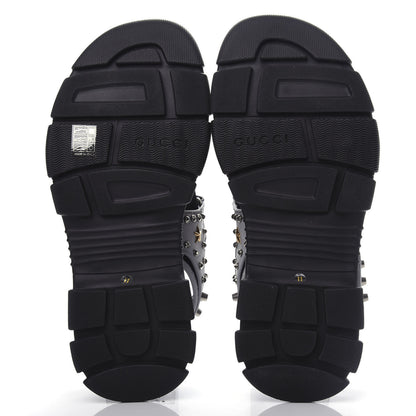 Gucci Technical Canvas Calfskin Reflective Studded Mens Aguru Sandals 11 Silver Black 6 of 9