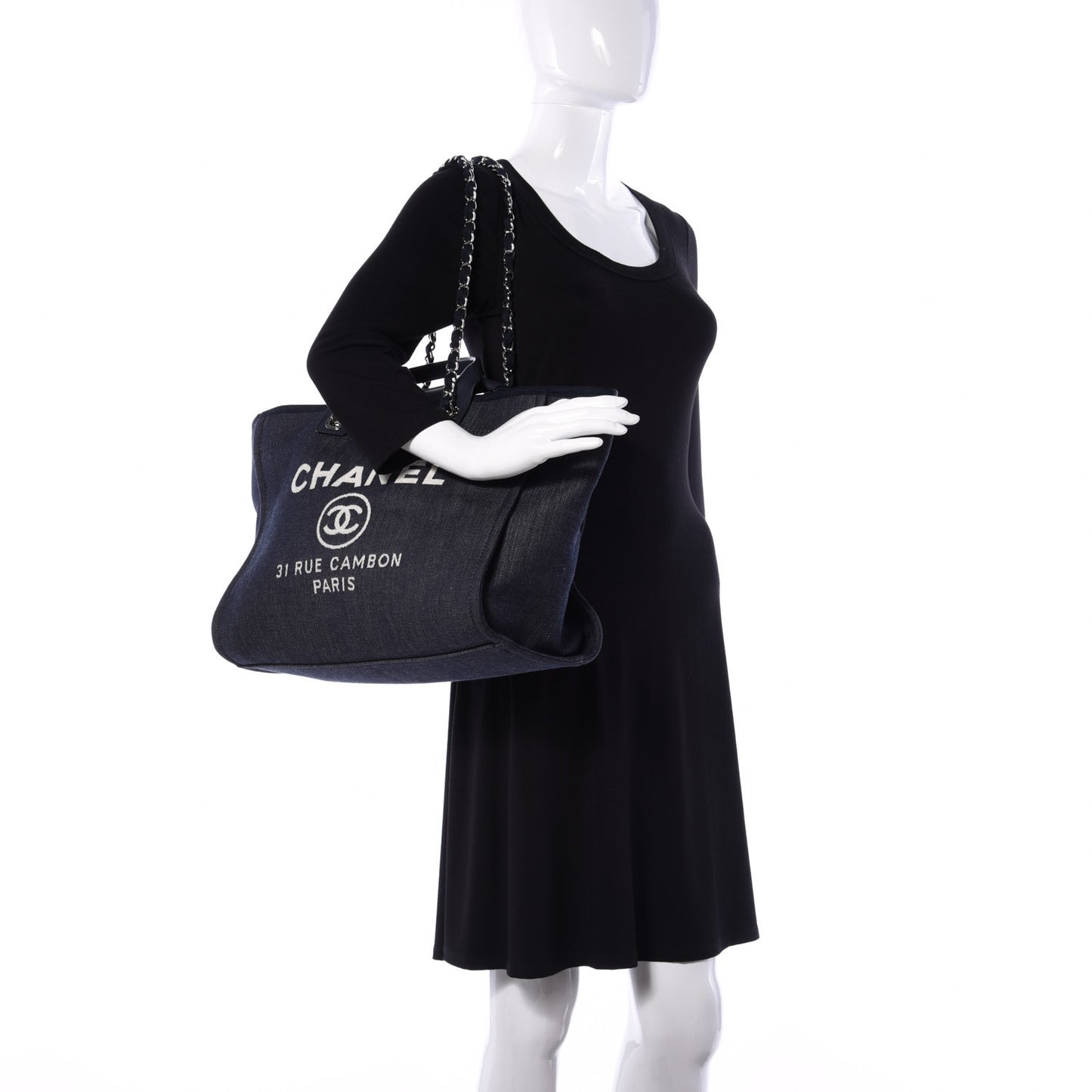 Denim Medium Deauville Tote Dark Blue