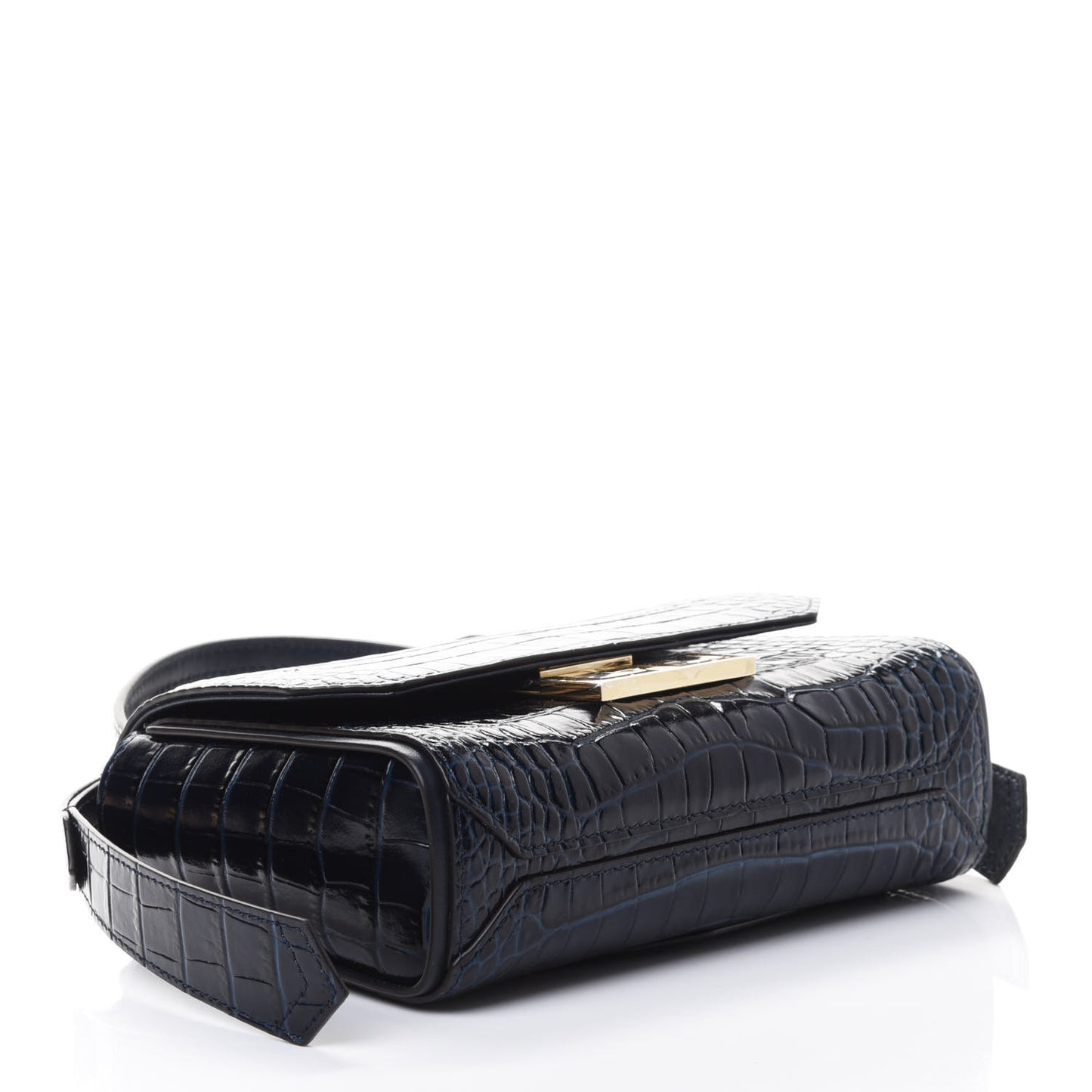 Calfskin Crocodile Embossed Eden Mini Top Handle Blue