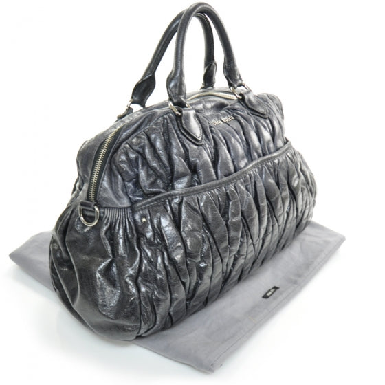 Miu Miu Leather Matelasse Coffer Tote Black 4 of 11