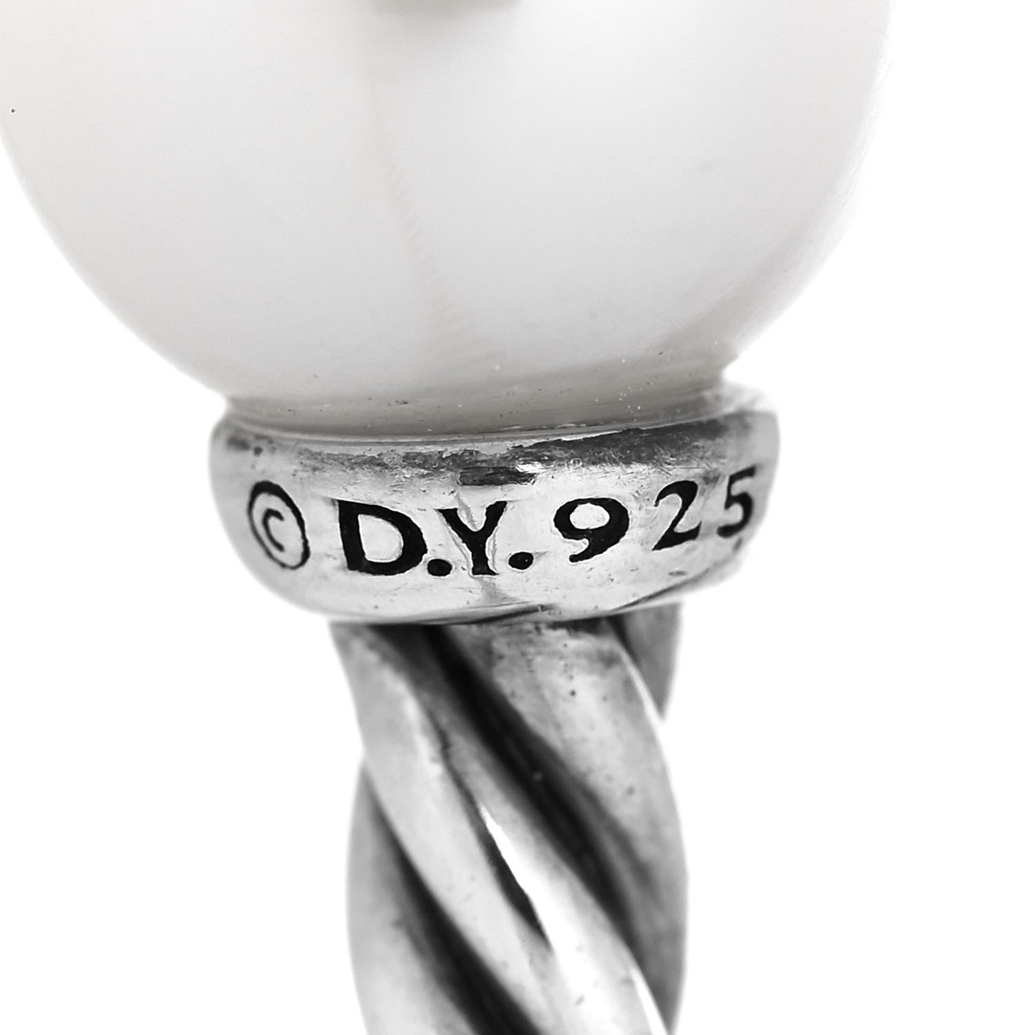 David Yurman Sterling Silver Diamond Pearl 9mm Solari Bracelet 4 of 5