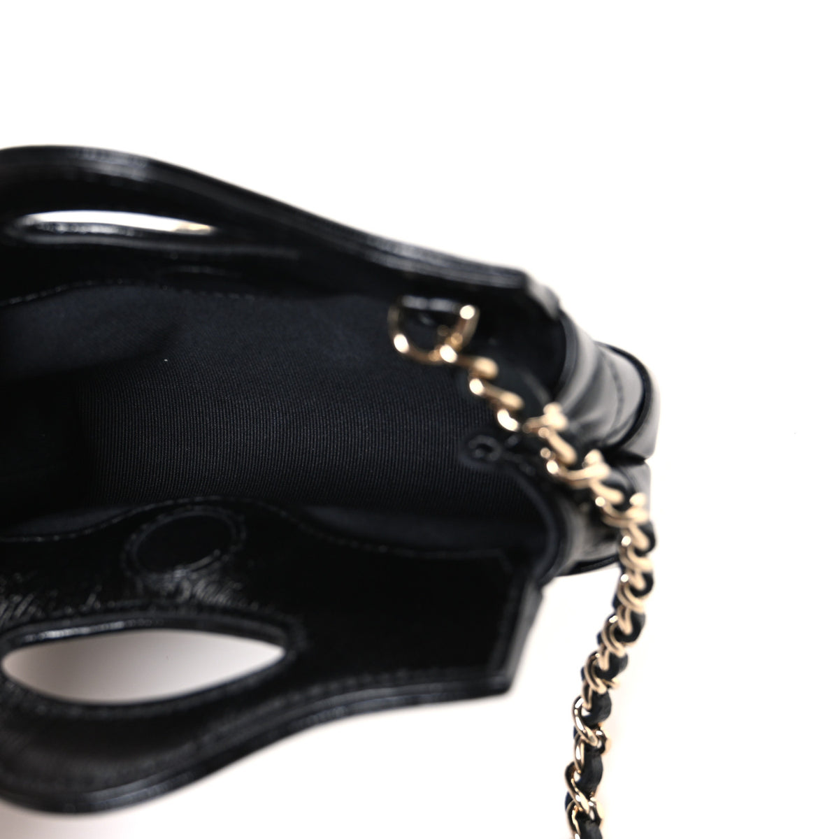 Shiny Lambskin Quilted Micro 31 Clutch With Chain Black