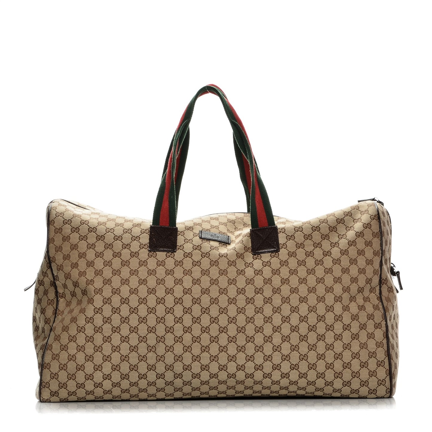 GG Monogram Web Large Collapsible Carry On Duffle Beige Brown