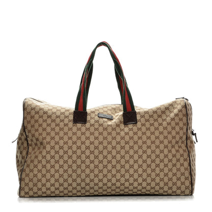 Gucci GG Monogram Web Large Collapsible Carry On Duffle Beige Brown 1 of 9