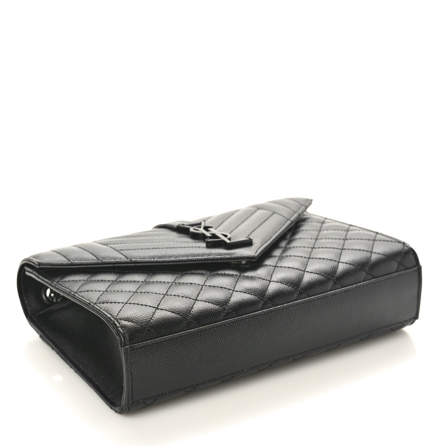 Saint Laurent Grain De Poudre Textured Mixed Matelasse Triquilt Medium Monogram Monochrome Satchel Black 4 of 9