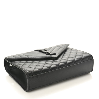 Saint Laurent Grain De Poudre Textured Mixed Matelasse Triquilt Medium Monogram Monochrome Satchel Black 4 of 9