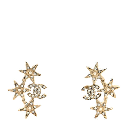 Chanel Crystal Pearl CC Star Earrings Gold 1 of 6
