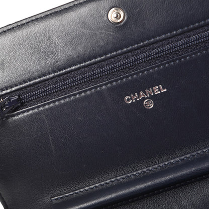 Chanel Lambskin Quilted Boy Wallet On Chain WOC Navy Blue 10 of 12