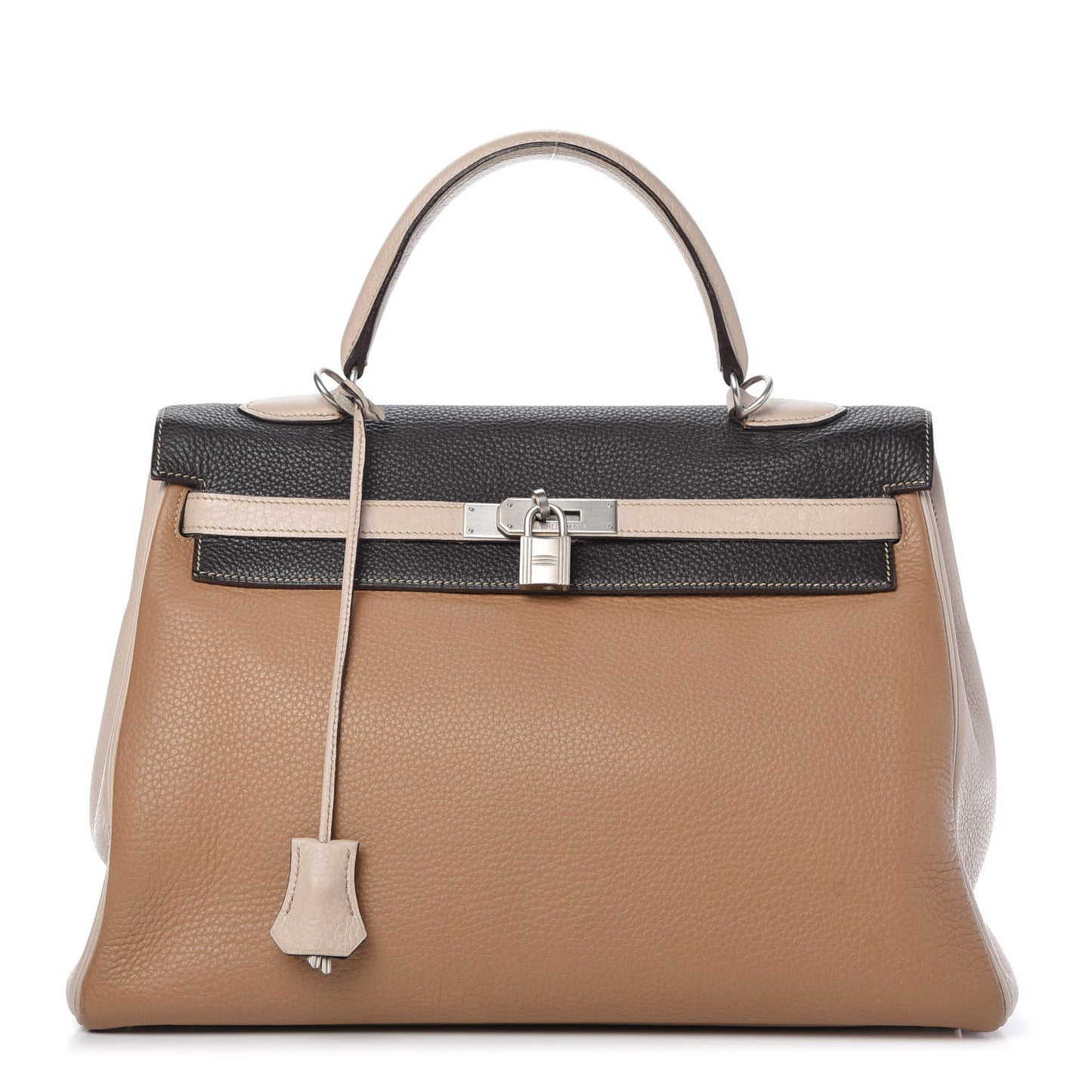 Taurillon Clemence Tri-Color Kelly Retourne 35 Tabac Camel Ecorce Craie