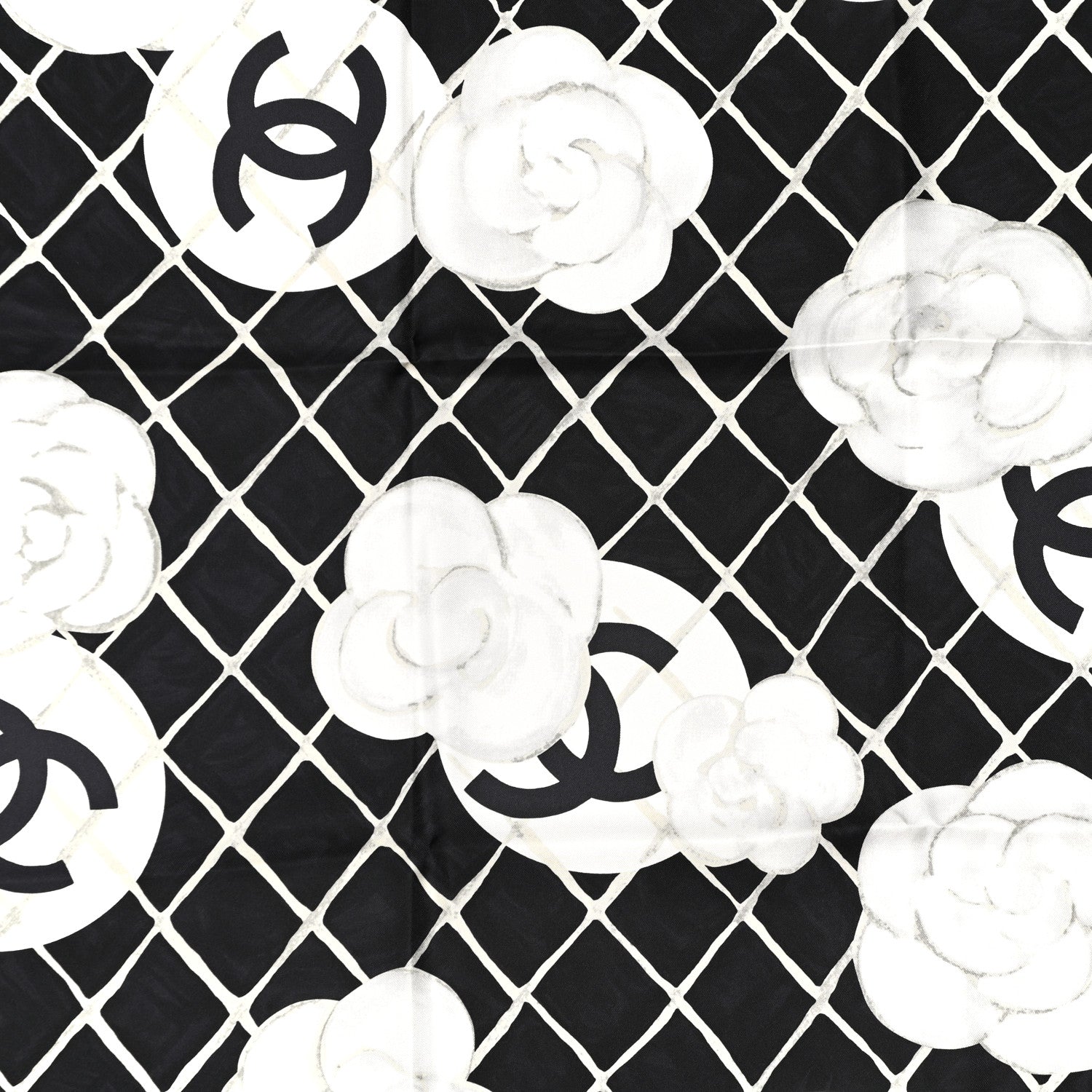 Chanel Silk Camellia CC Square Scarf Black 4 of 4