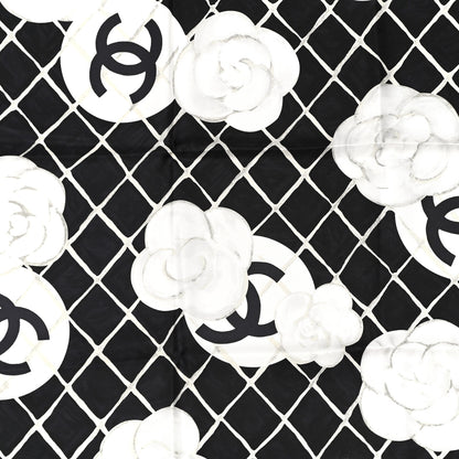 Chanel Silk Camellia CC Square Scarf Black 4 of 4