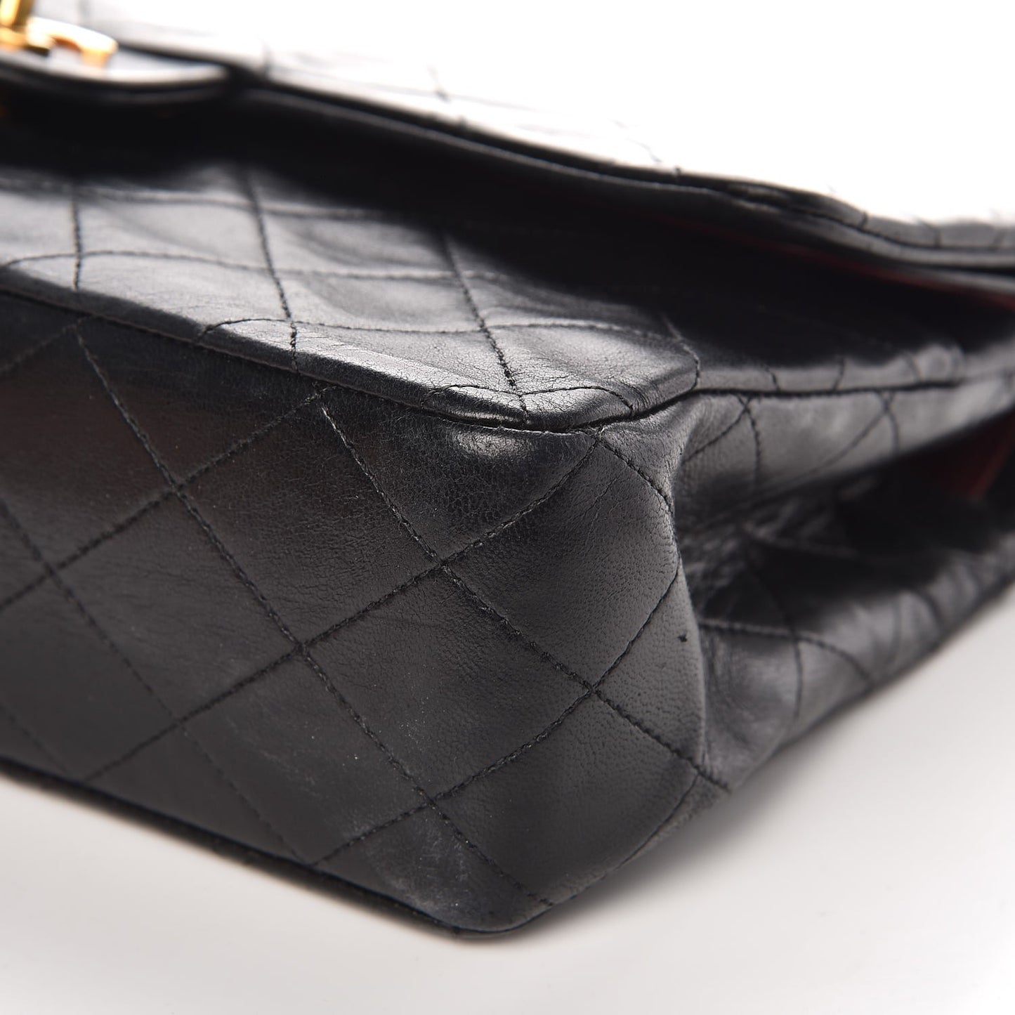 Lambskin Quilted Medium Double Flap Black