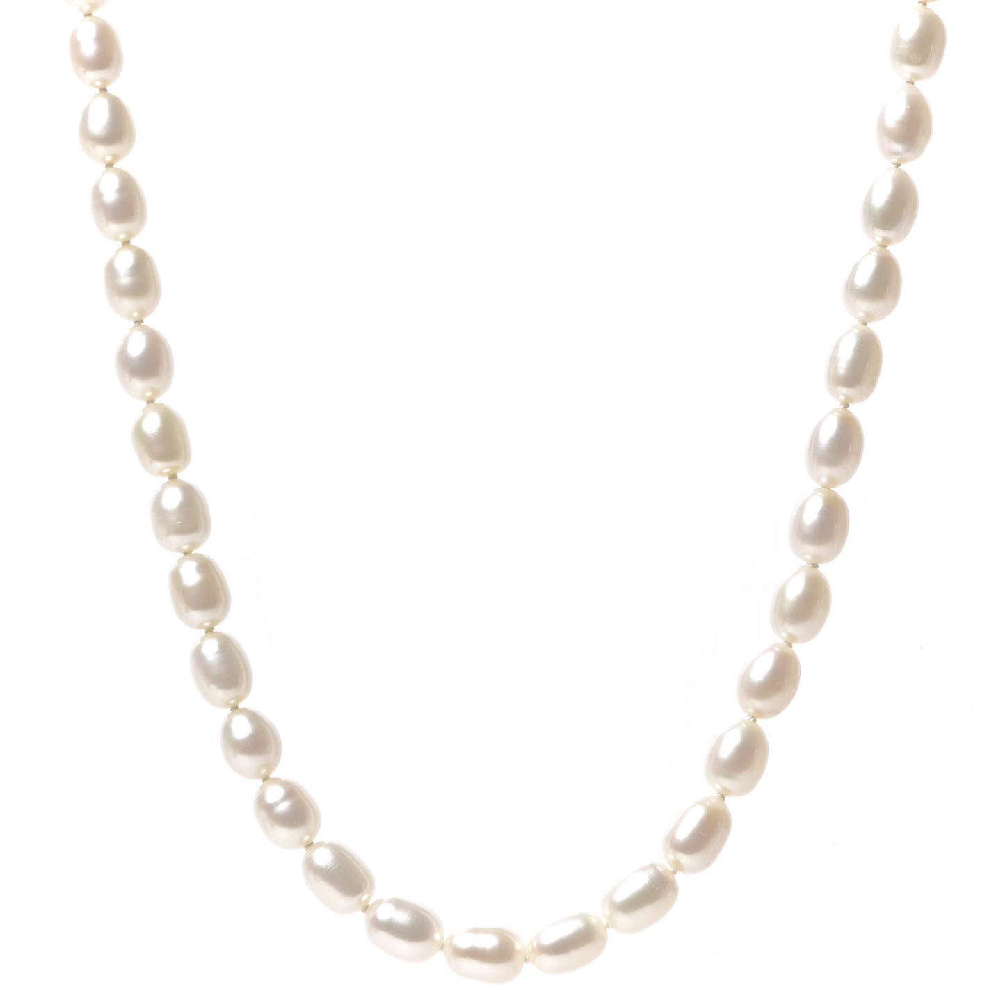 Sterling Silver Pearl 7mm Strand Twist Clasp Necklace