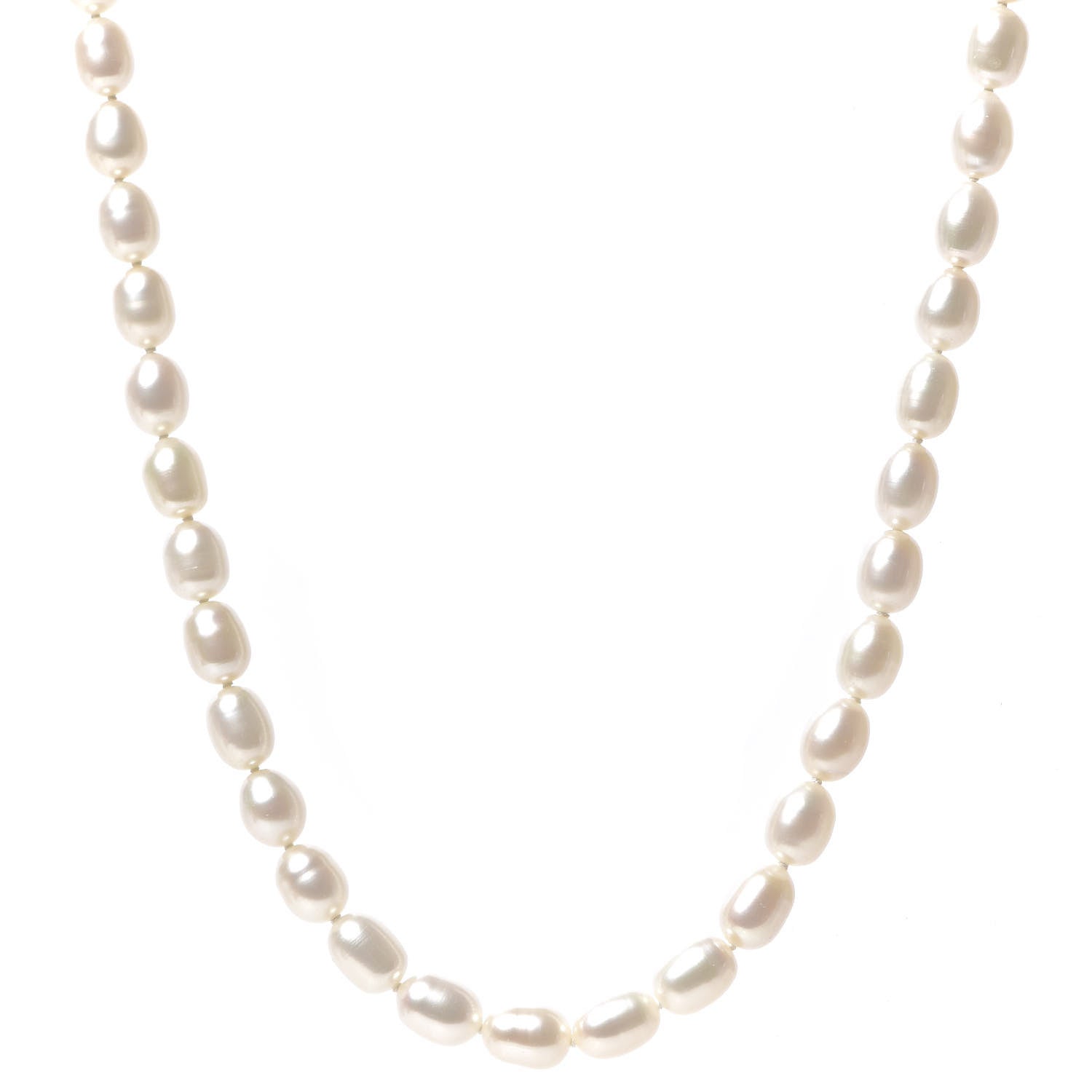 Tiffany Sterling Silver Pearl 7mm Strand Twist Clasp Necklace 1 of 6