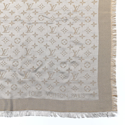 Louis Vuitton Silk Lurex Wool Monogram Shine Shawl Greige 3 of 5