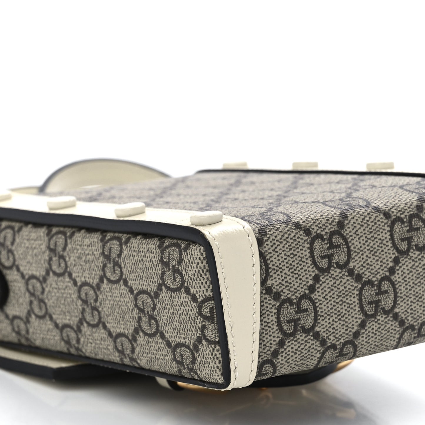 GG Supreme Monogram Azalea Calfskin Mini Horsebit 1955 Crossbody Bag Beige Ebony Mystic White