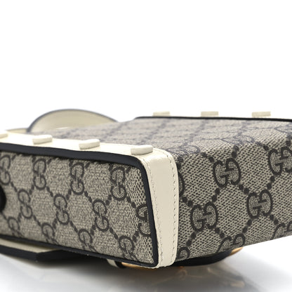 Gucci GG Supreme Monogram Azalea Calfskin Mini Horsebit 1955 Crossbody Bag Beige Ebony Mystic White 10 of 11